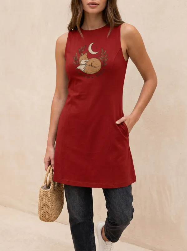 Women's Nature Lover Fox Moon Stay Wild Printed Sleeveless Top