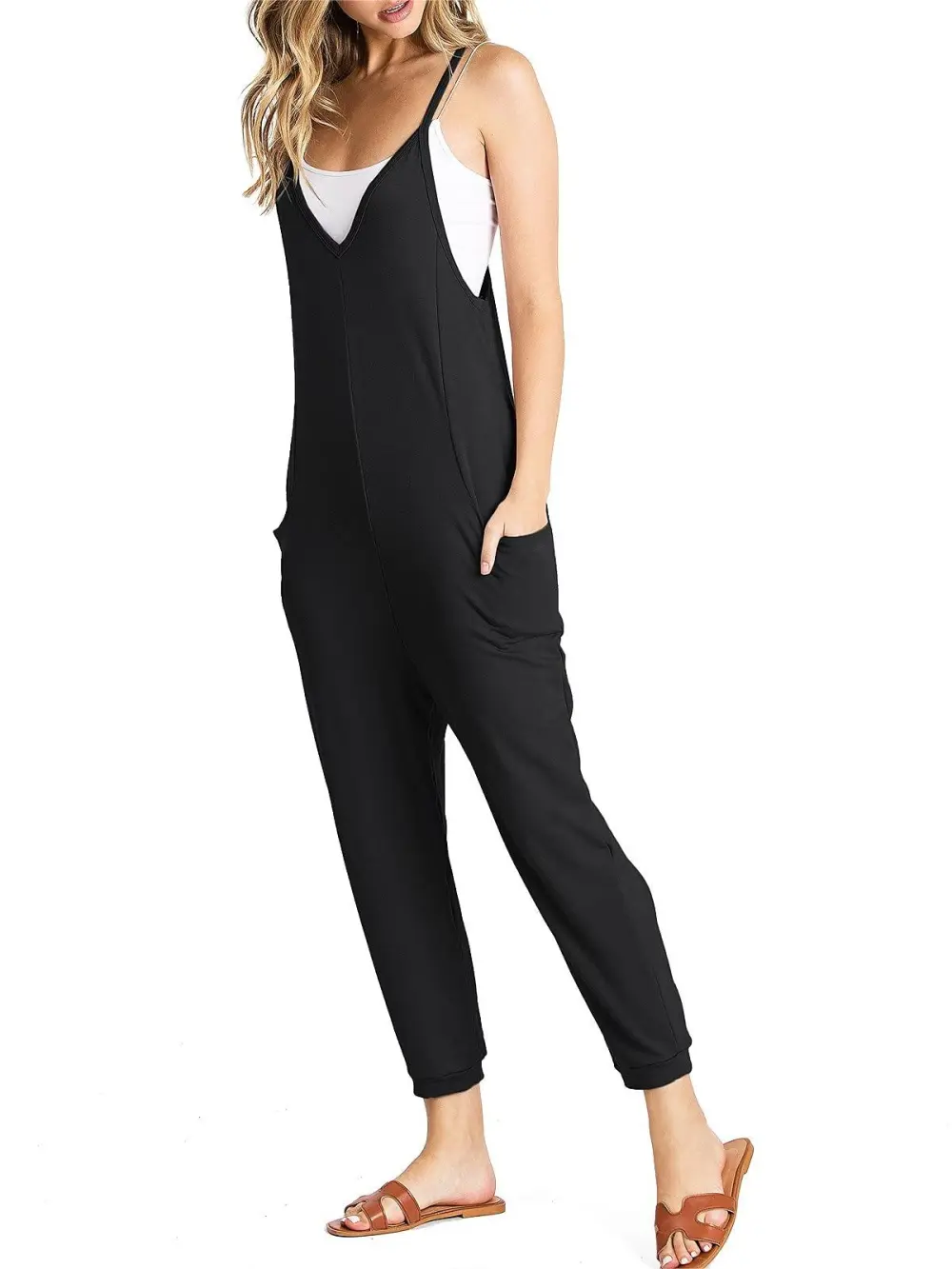Taupe Sleeveless Loose - Fit Jumpsuit