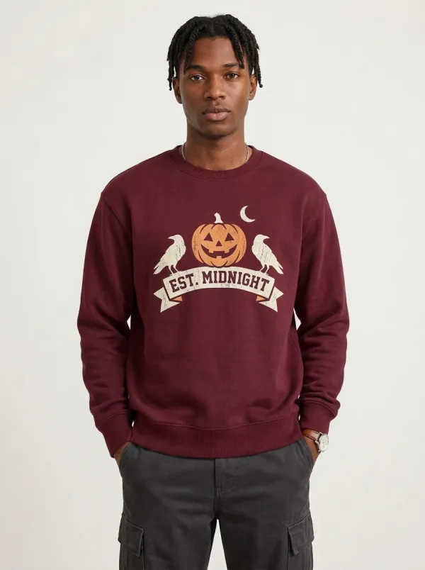Men's Halloween Pumpkin Raven Midnight Sweatshirt