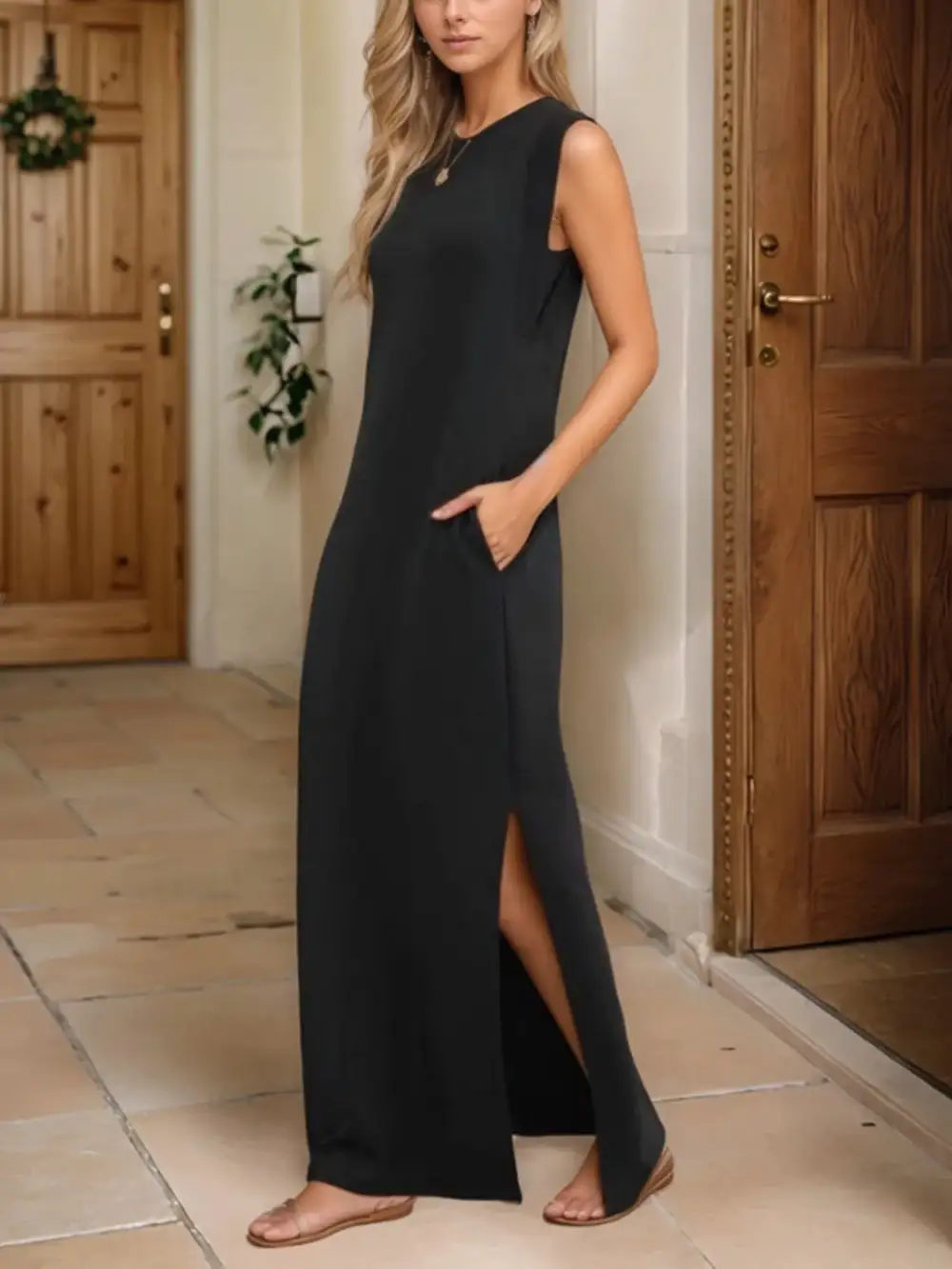 Tank Slit Round Maxi Dress