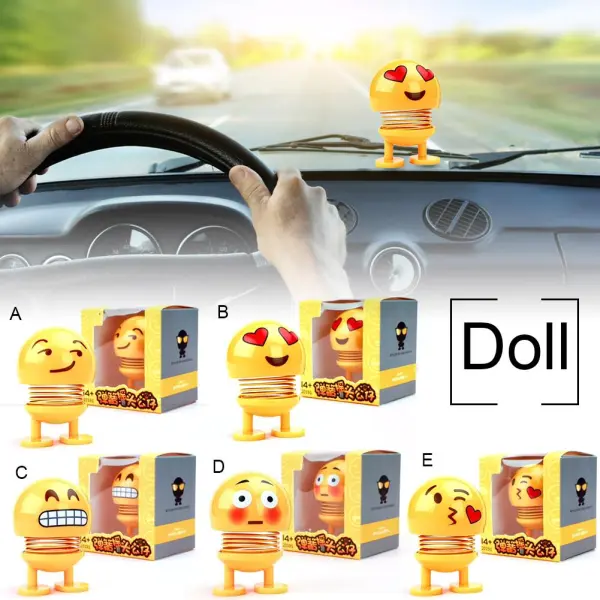 Cute Emoji Bobble Head Dolls, Funny Smiley Face Springs 6-pcs set