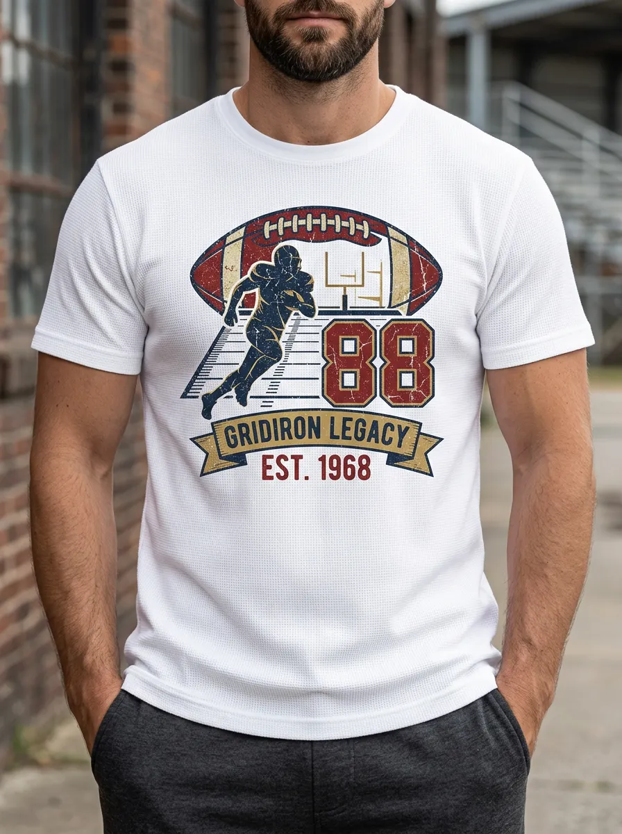 Men's Team Spirit Inspired Football Gridiron Ball Crew Neck Graphic T-Shirt