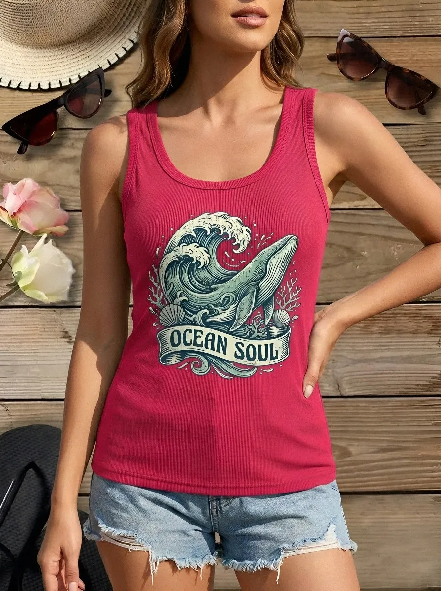 Ocean Lover Whale Tank Top Casual