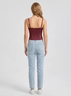 Elegant Floral Lace-Trim Women's Corset Top