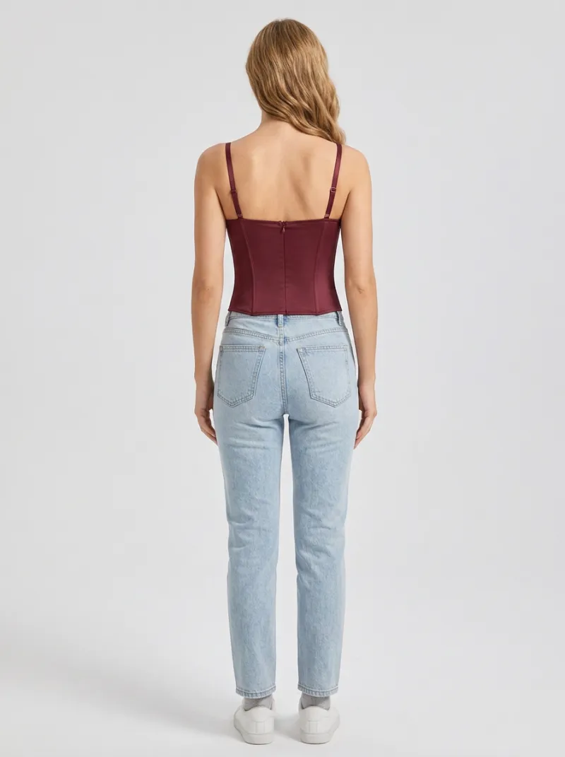 Elegant Floral Lace-Trim Women's Corset Top