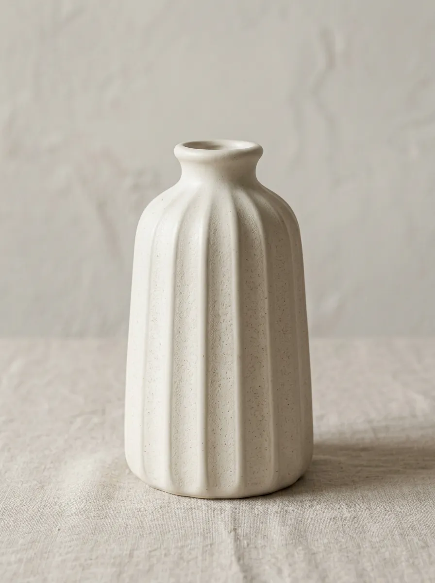 Calm Minimalist Ribbed Texture Ceramic Table Vase