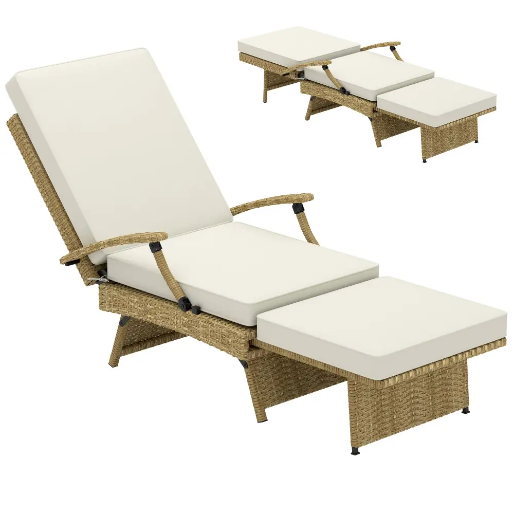 Everyday Reclining Cushioned Rattan Outdoor Lounge Chair
