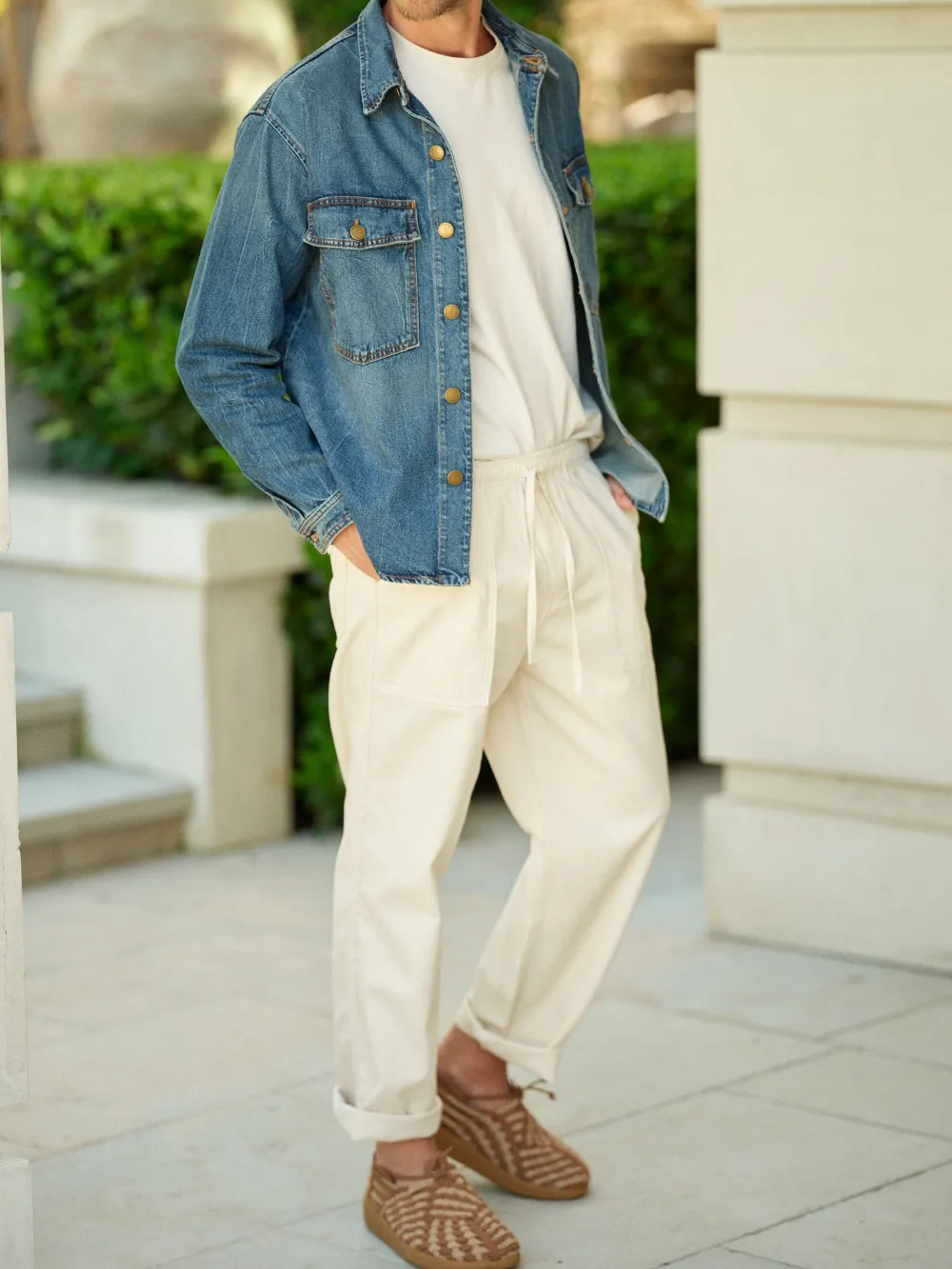 Recycled Cotton Pants Canvas/White