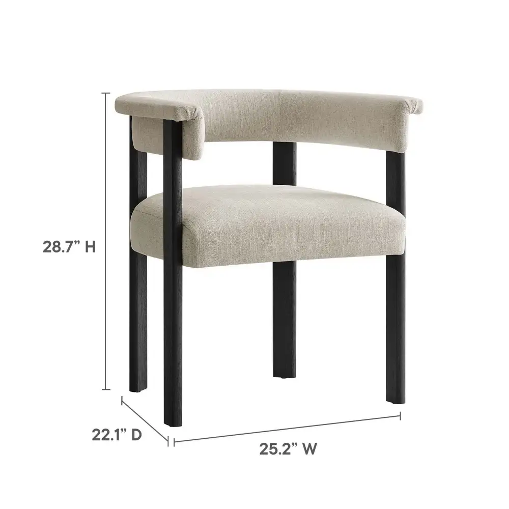 Fabric Upholstered Barrel Dining Chairs Set of Two