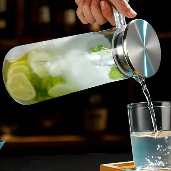 Glass Beverage Pitcher with Lid