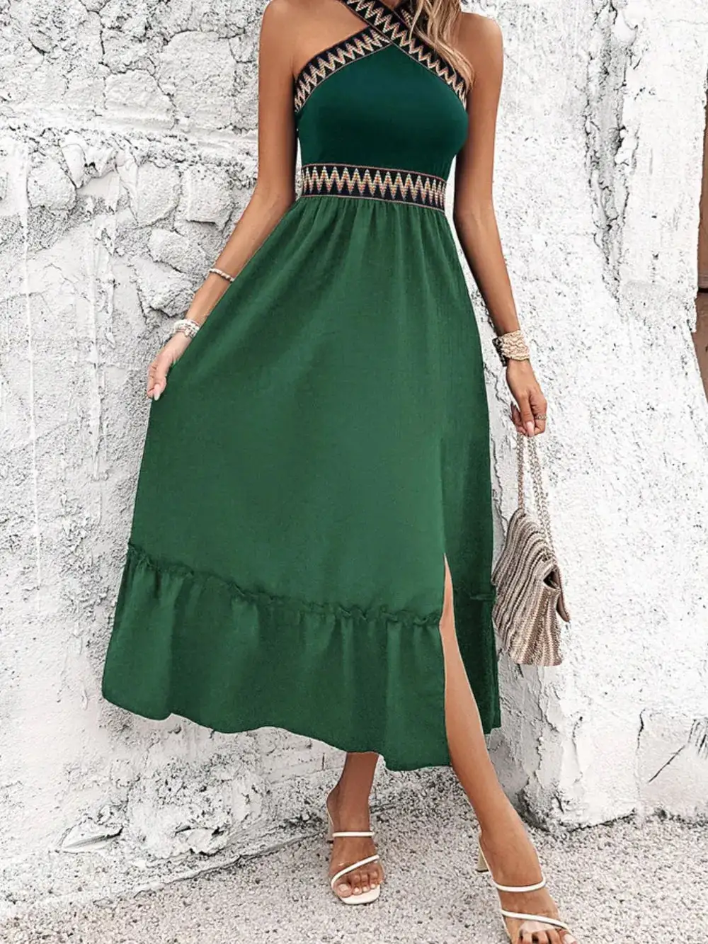 Everyday Ruffle Trim Midi Dress