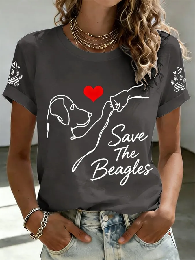 Women's Save The Beagles Print T-shirt