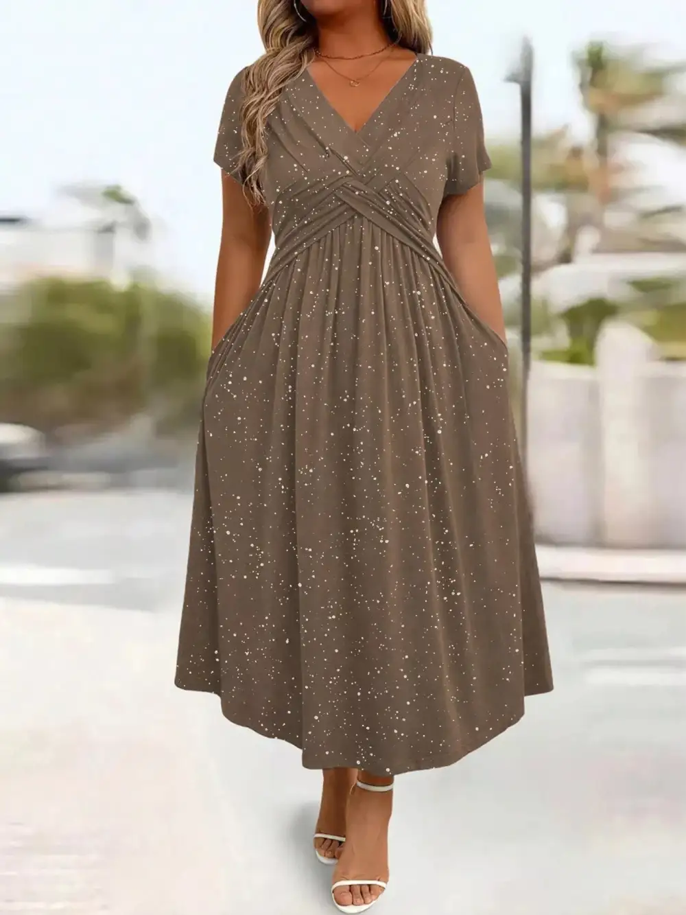 Glitter Flutter Sleeve Midi Dress