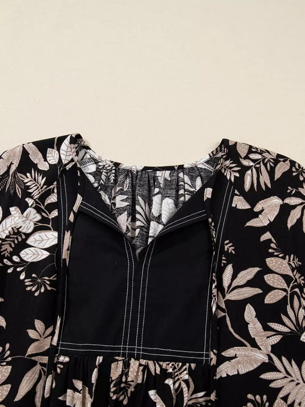 Printed Split Neck Mini Dress