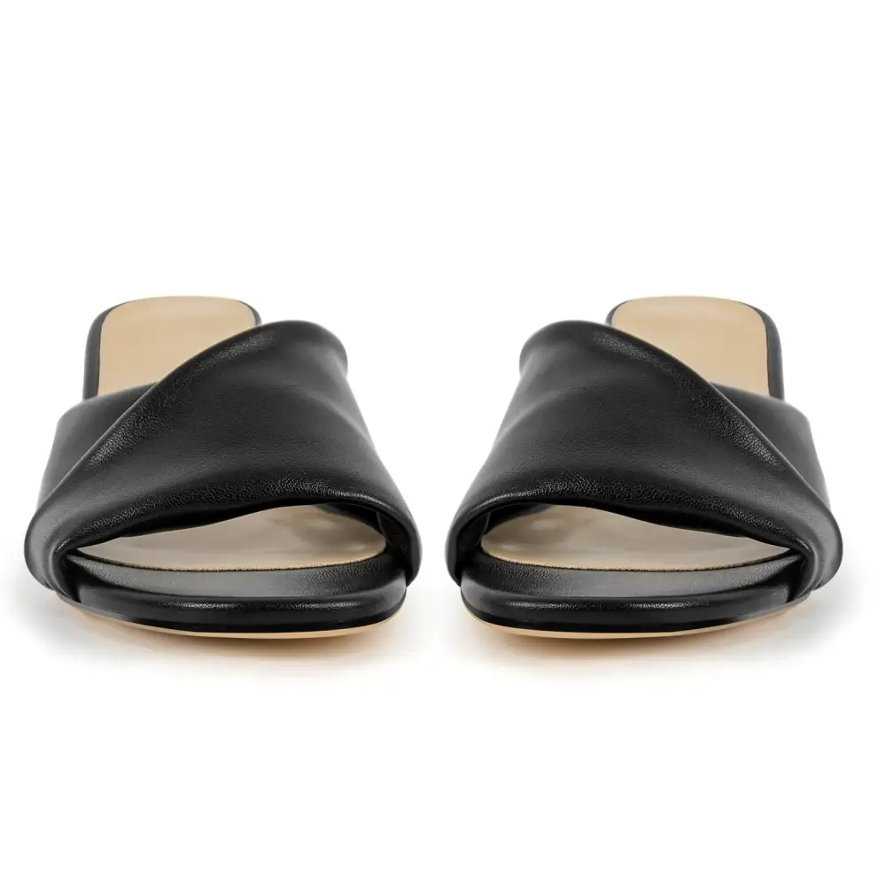 Round Toe Kitten Heel Mule Sandals