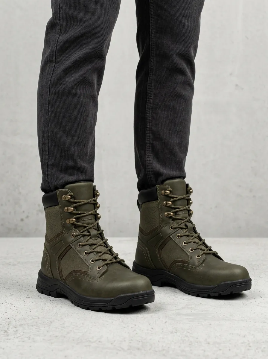 Unisex Outdoor Adventure Topographic Print Work Boots