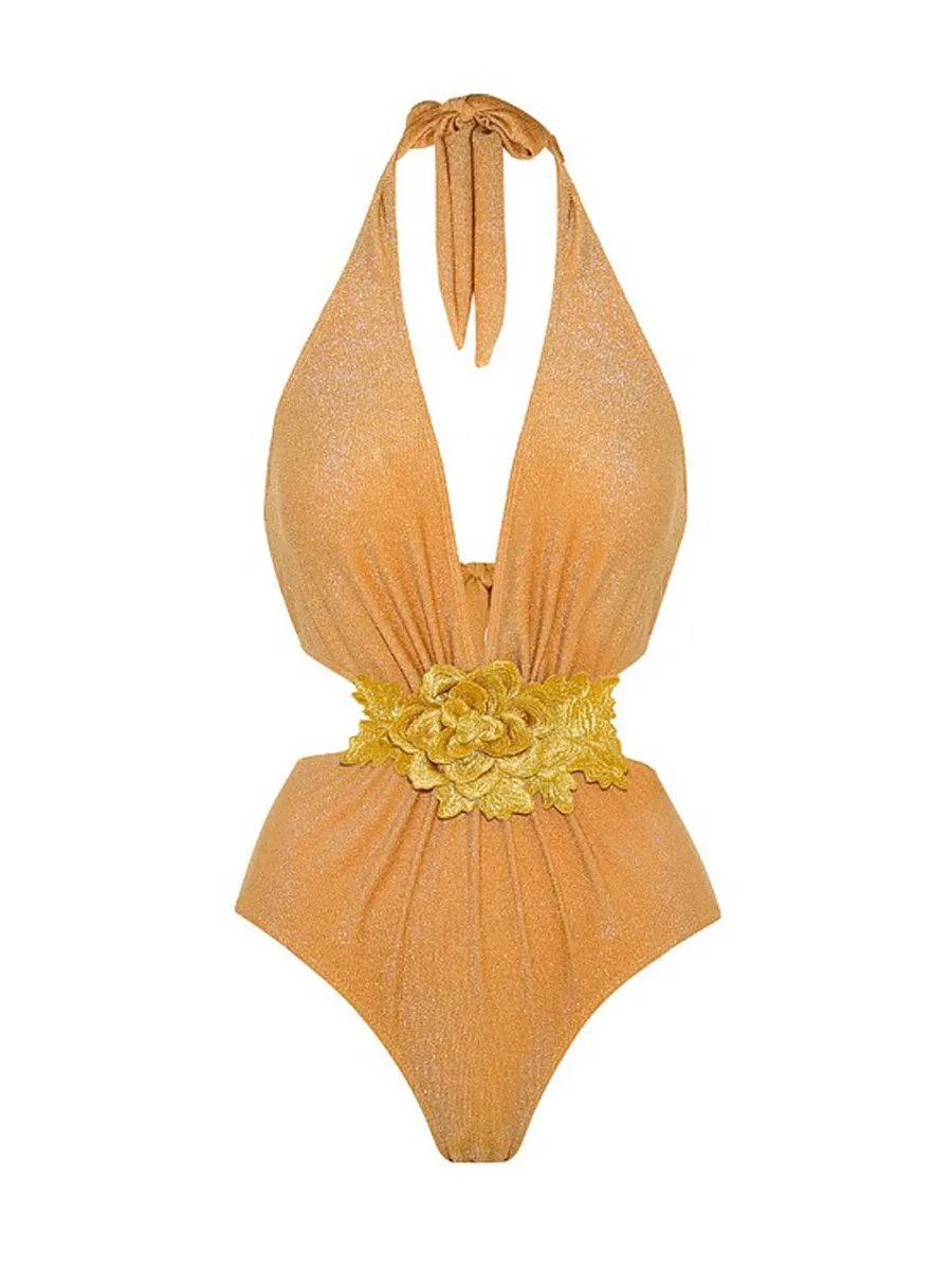 Saskia Long-Sleeved Openwork Swimsuit Set