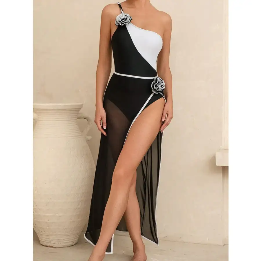 Women's Contrast Swimsuit Cover-Up Set