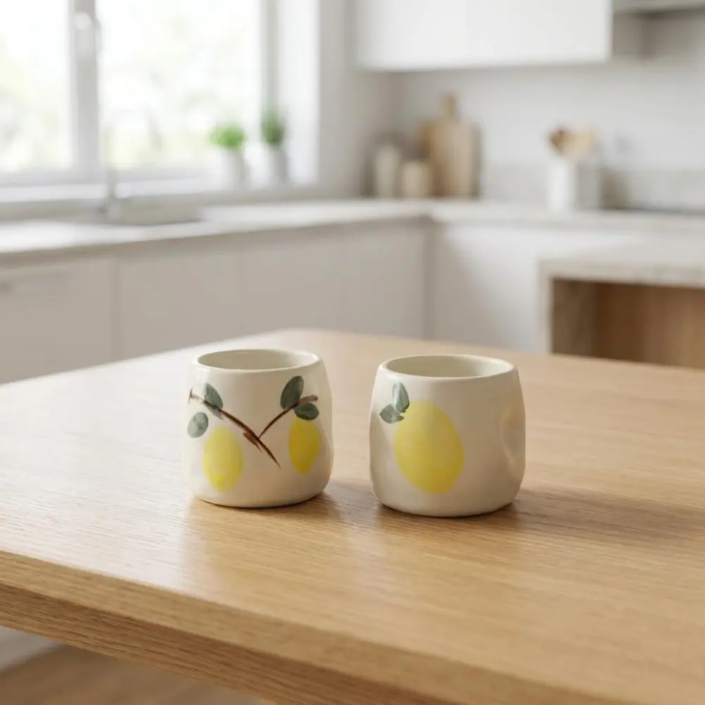 Hand Painted Limoncello Cup Pair