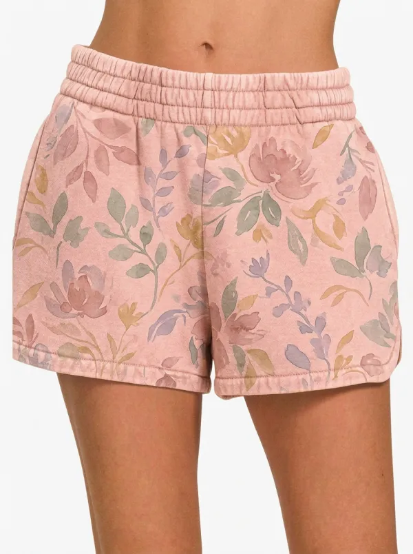 Women's Floral Botanical Watercolor Printed Shorts