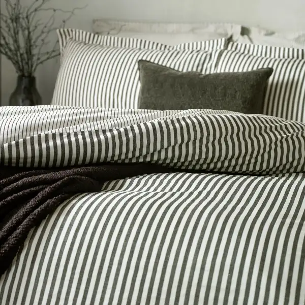 Timeless Bedroom Reversible Stripe Cotton Duvet Cover Set