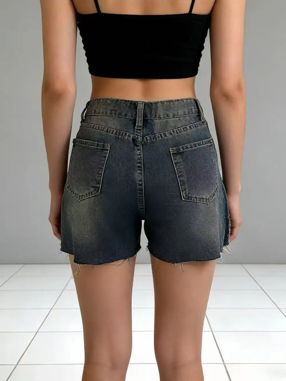 Distressed Hem Shorts