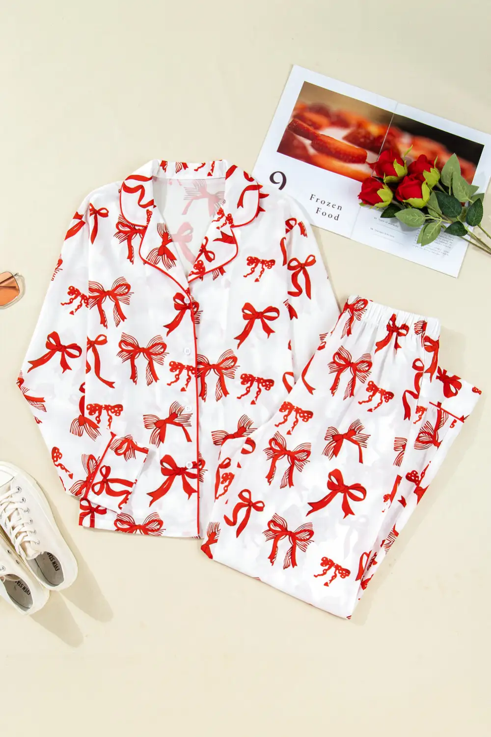Cozy Bow Detail  Pajama Set