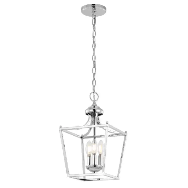 Triple-Light Iron Classic Midcentury Pendant Lantern