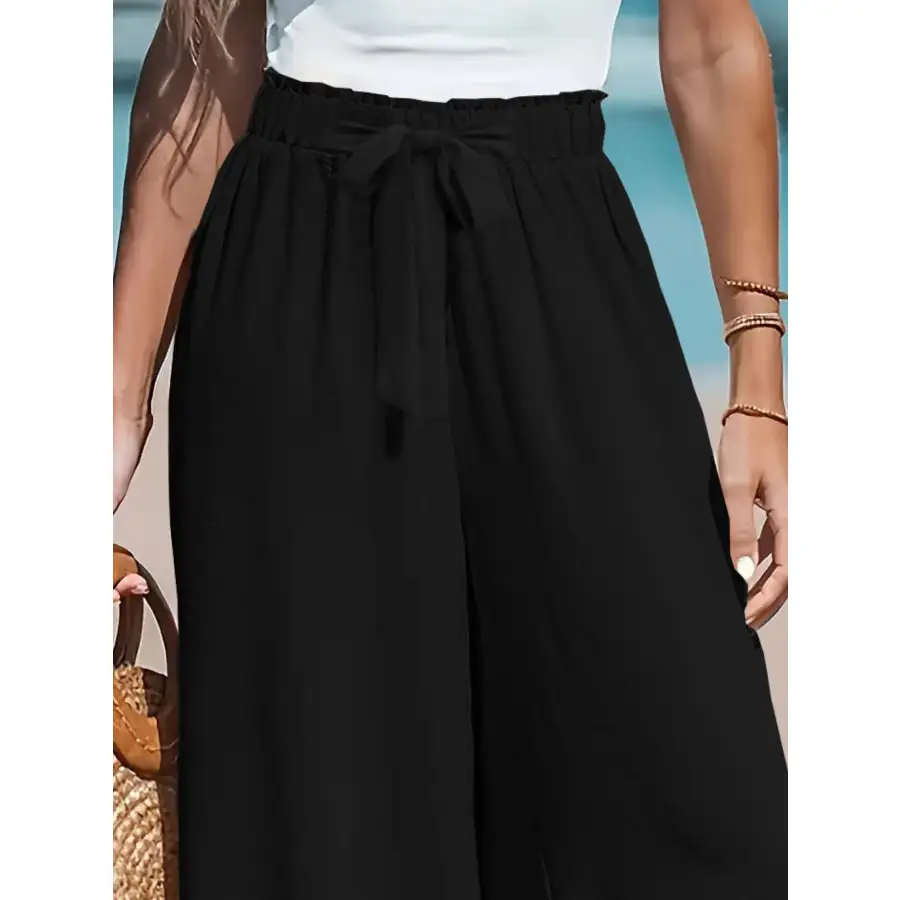 Full Size Drawstring Waist Wide Leg Pants Plus Size
