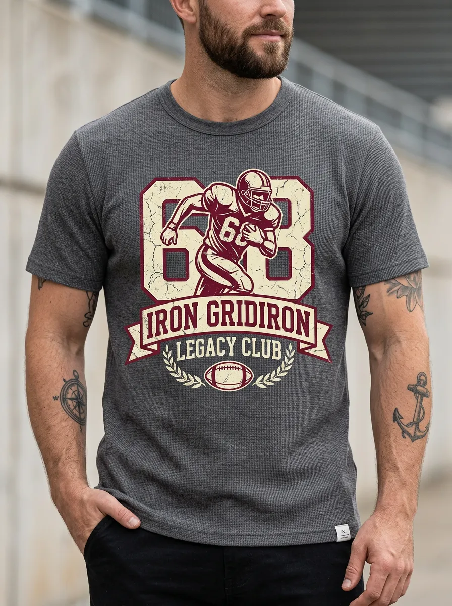 Men's American Football Fan Iron Gridiron 68 Printed T-shirt