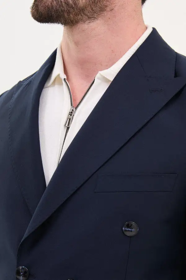 Structured Slim Fit Double Breasted Blazer