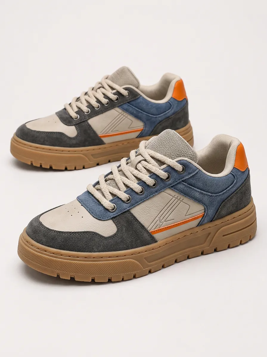 Men's Retro Casual Colorblock Patterned Patterned Skate Shoes