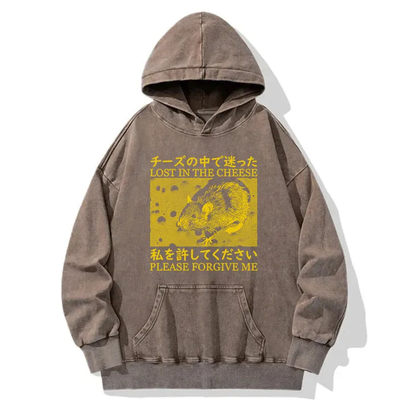 Lost In Cheese Please Forgive Me Washed Hoodie