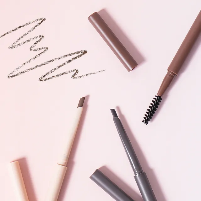 Dual-ended Waterproof super Thin Eye Brow Pencil with brush High Quality 3-color Pink Slim Eyebrow Pencil