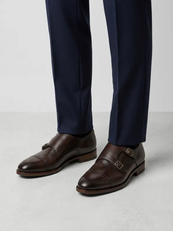 Men's Everyday Business Formal Leather Double Monk Strap Brogue Shoes