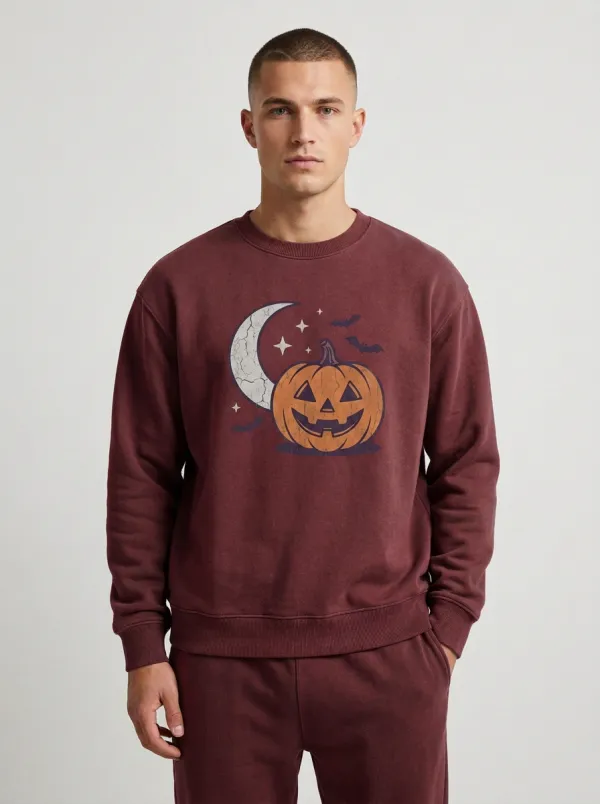Men's Halloween Pumpkin Moon Bat Sweatshirt