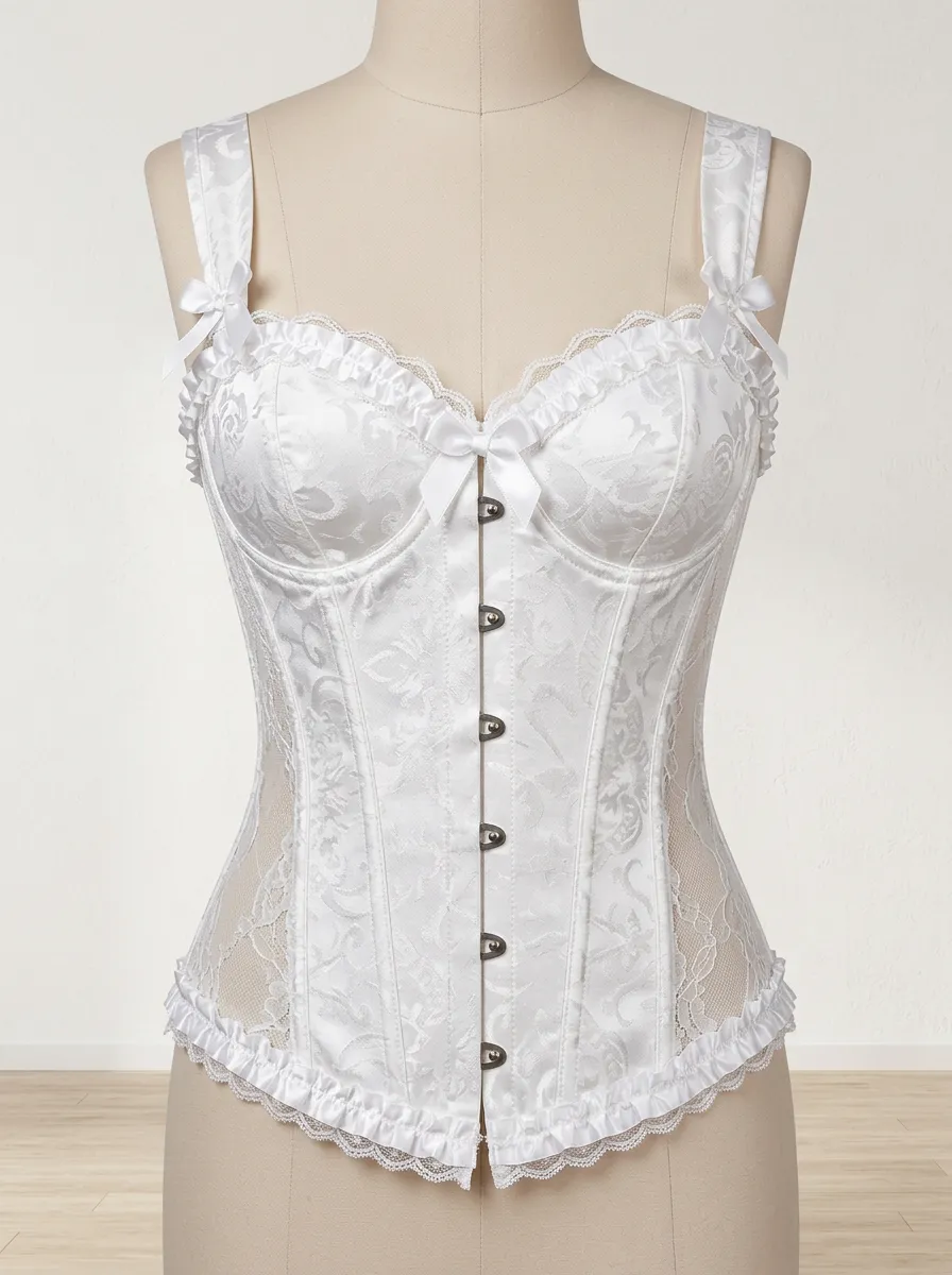 Floral Lace-Trim Women's Corset Top