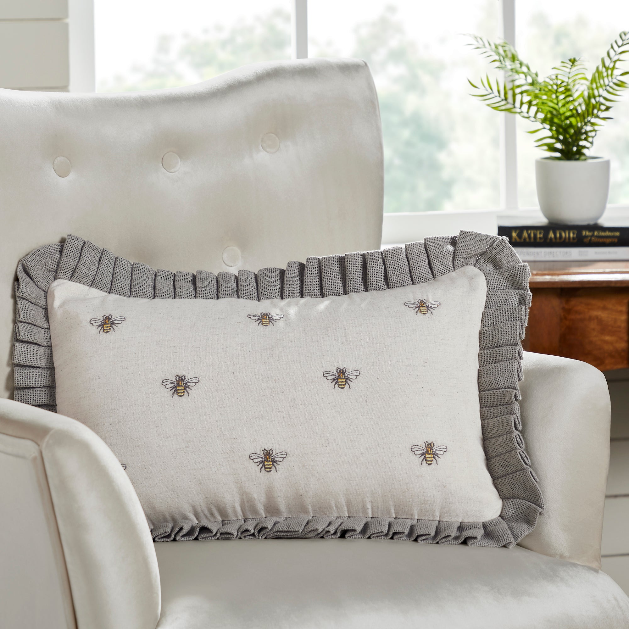 Textured Embroidered Decorative Accent Pillow