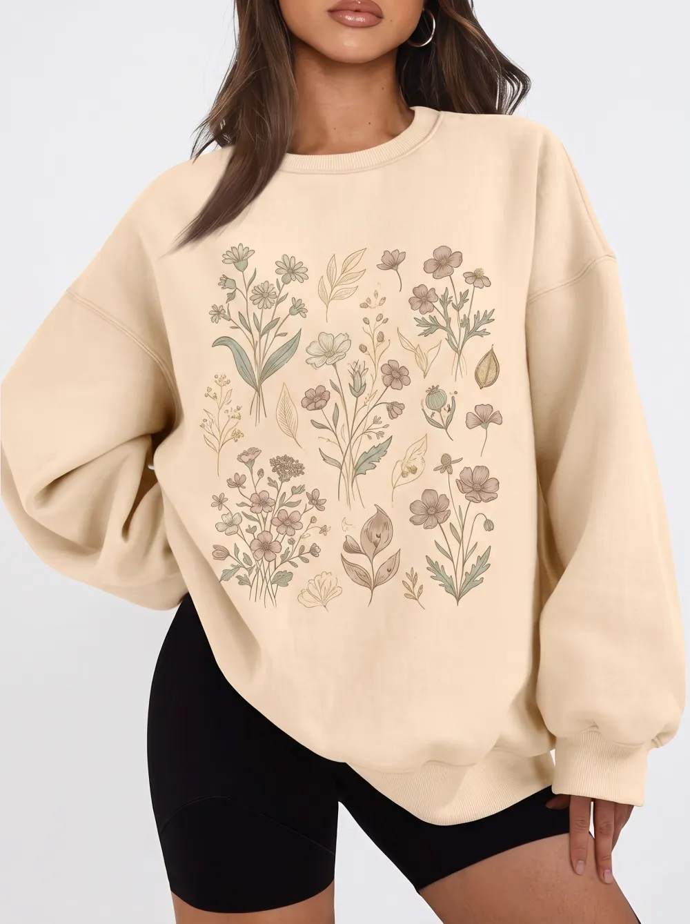 Women's Botanical Nature Lover Wildflower Printed Sweatshirt