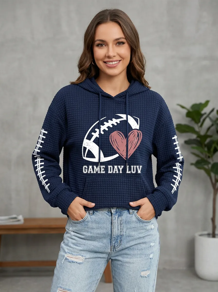 Women's Traditional Gridiron Heart Ball Game Day Graphic Hoodie