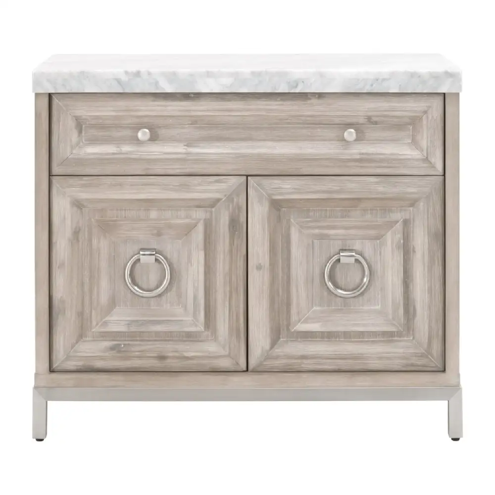 Marble Topped Acacia Media Cabinet