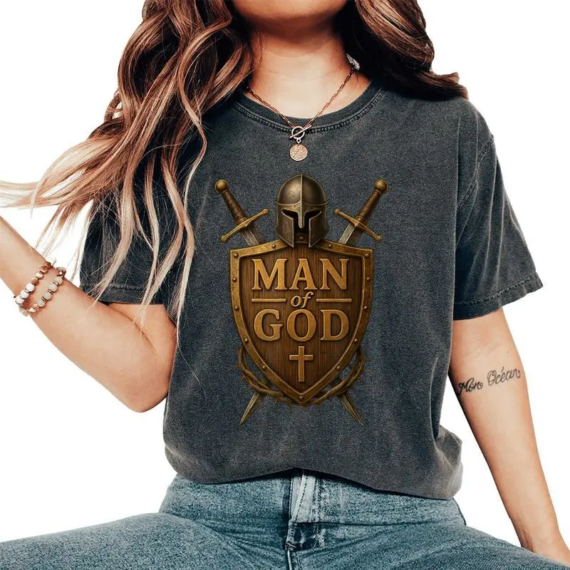 Faithful Warrior Man Of God Christian Knight Armor Dad Women's Oversized Comfort T-Shirt