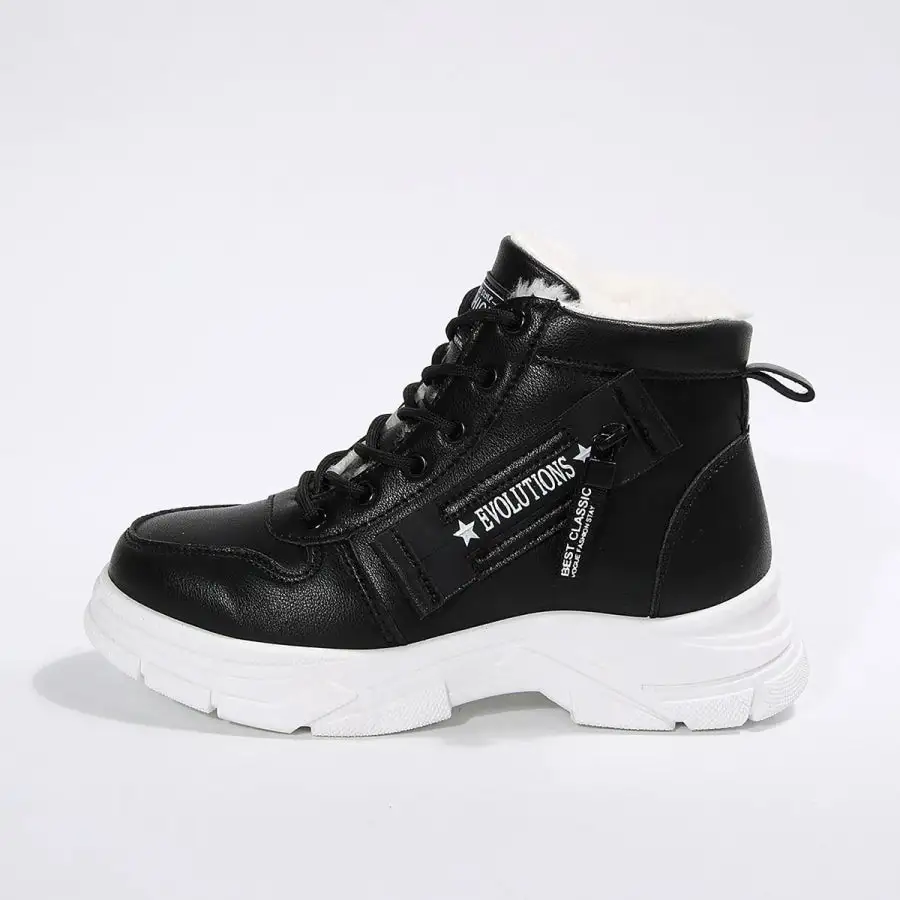Lace Up Combat Boots with Fleece Line