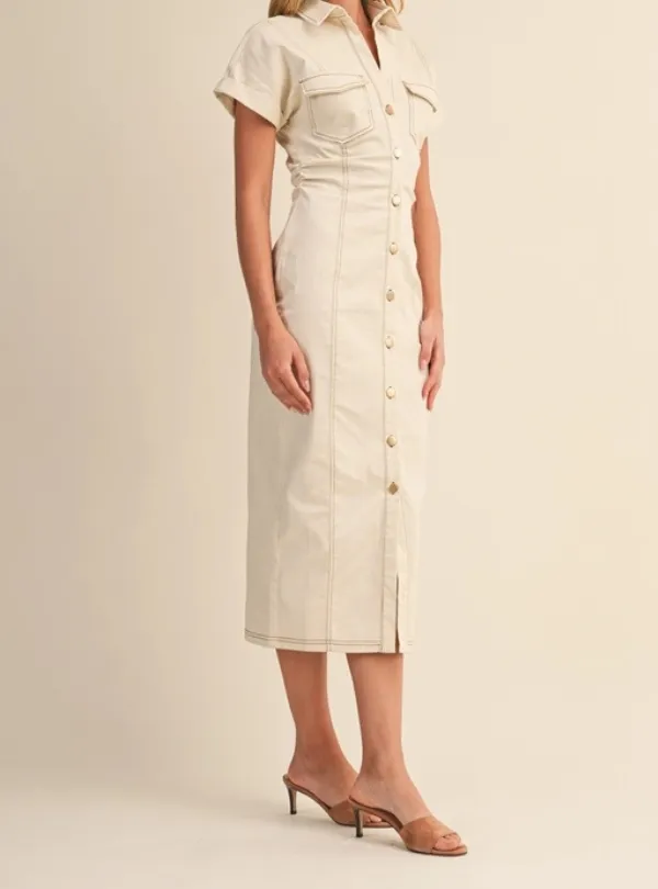 Classic Button Down Midi Dress