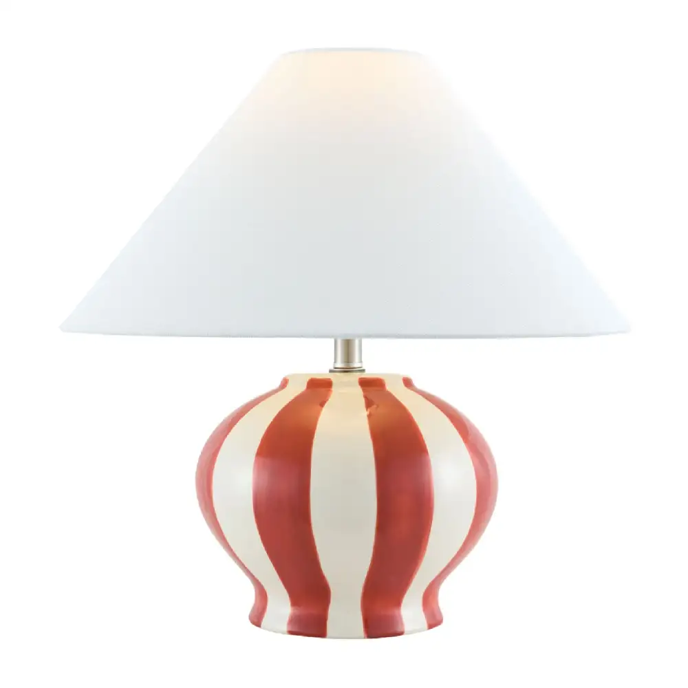 Lined Round Ceramic Table Lamp