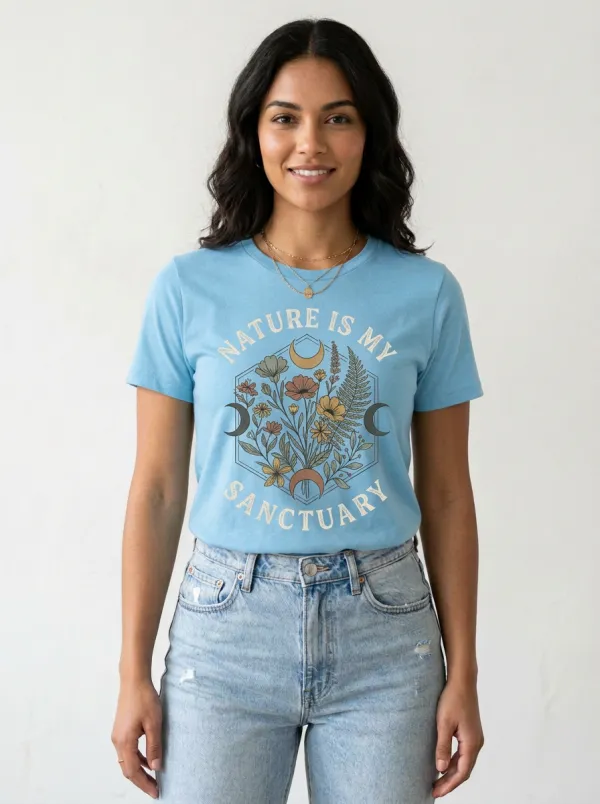 Nature Lover Floral Moon Phases T-Shirt