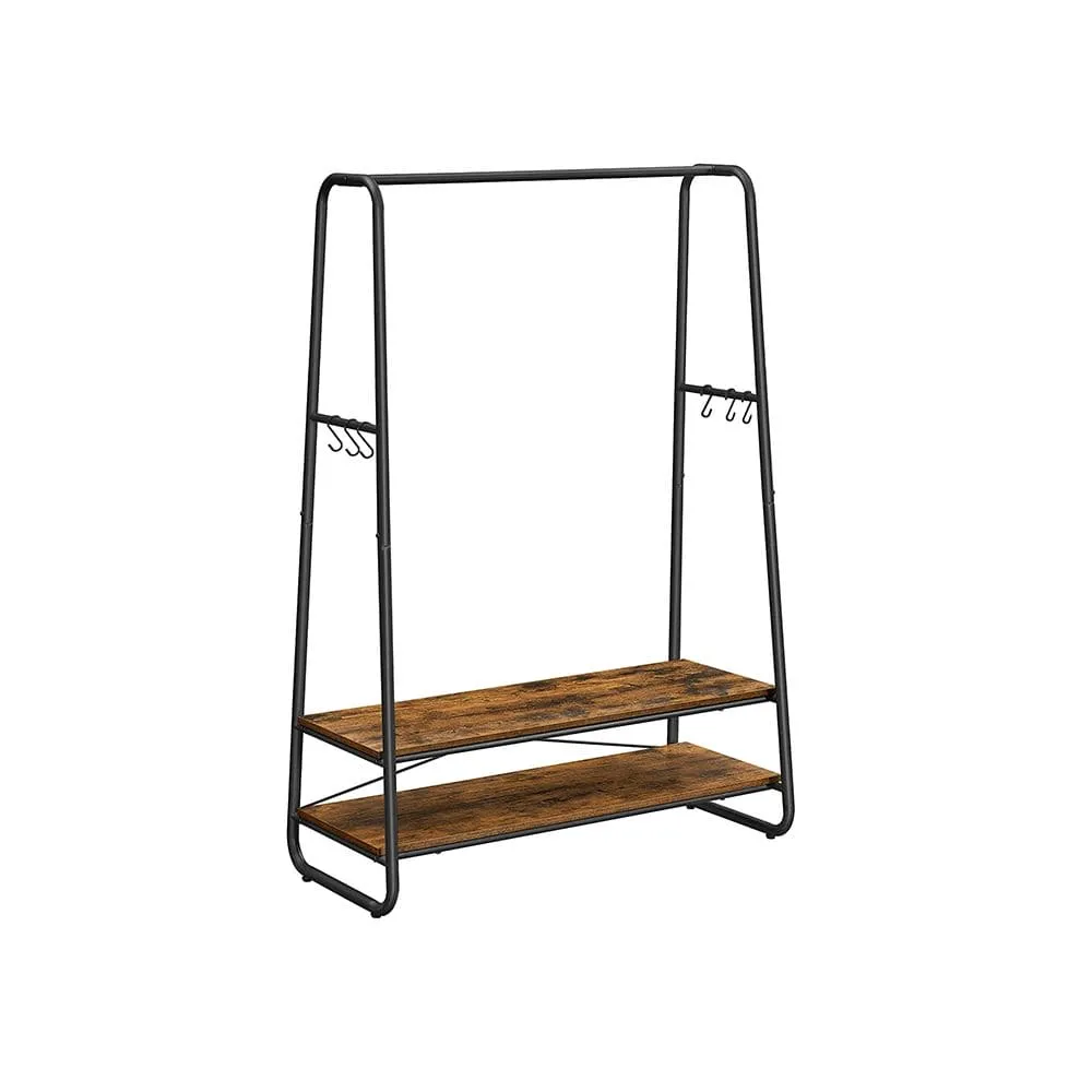 Industrial Clothes Rail With Storage Shelves