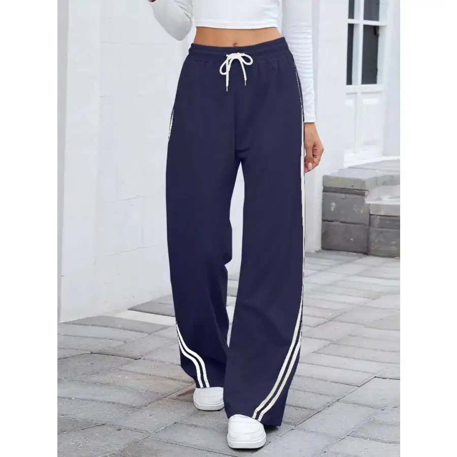 Side Striped Wide Leg Pants