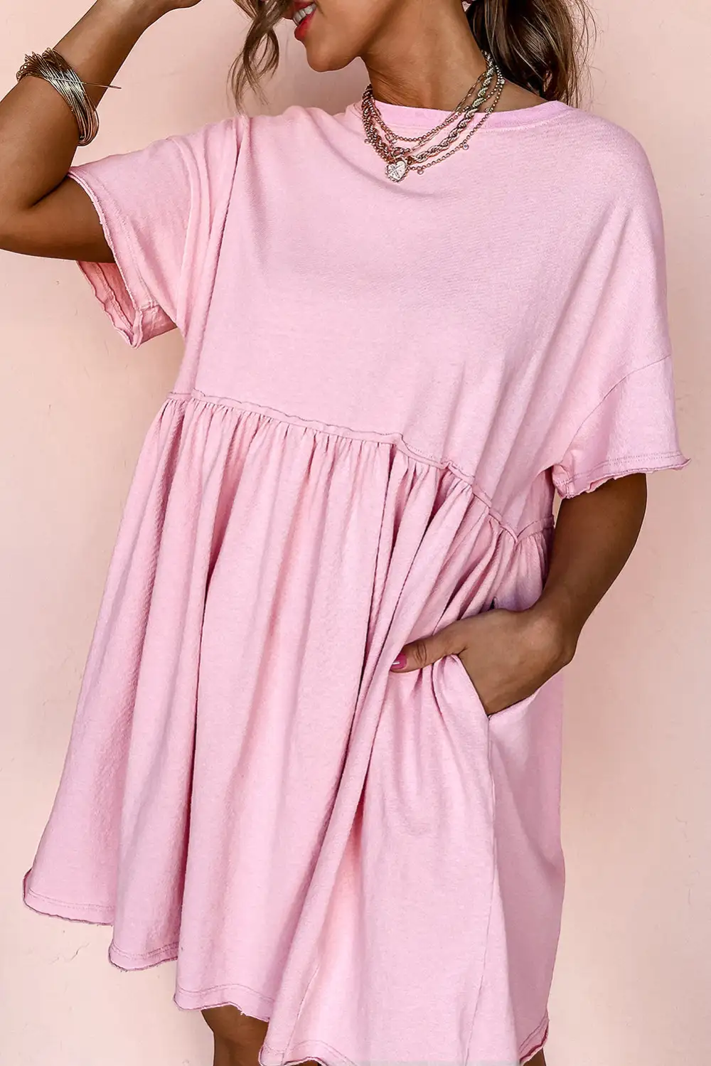 Updated Pocket Detail Babydoll Mini Dress