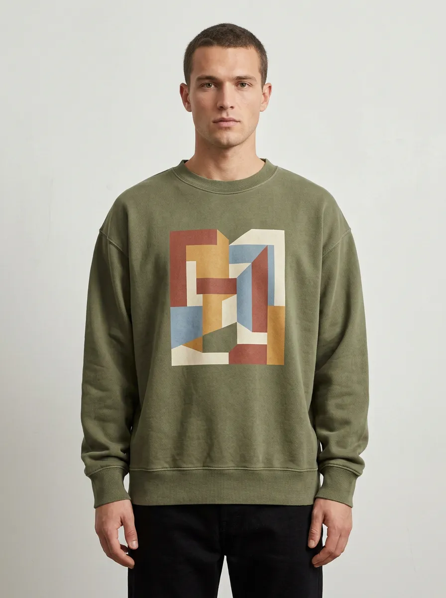 Relaxed Detail Abstract Geometric Art Hoodie